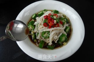 【guangdong】enoki Mushroom Mixed with Okra recipe