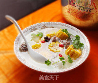 Cooking Corn and Winter Melon Pork Rib Soup in A Boiling Pot Off The Fire recipe
