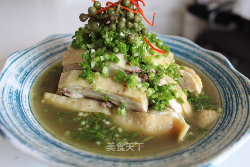 White Sliced Chicken with Green Onion and Pepper recipe