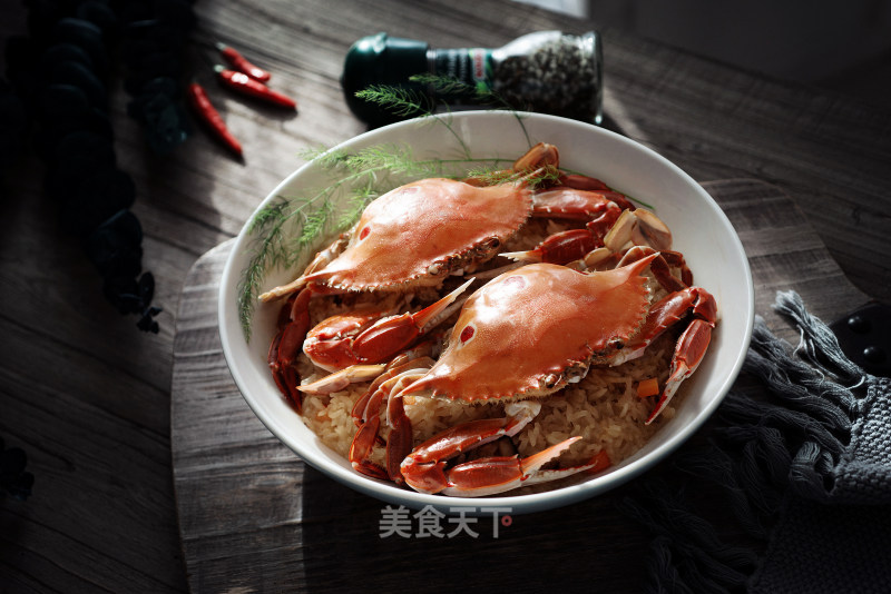 Steamed Glutinous Rice with Swimming Crab recipe