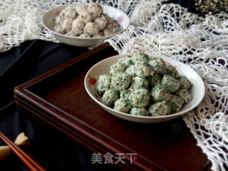 Homemade Shepherd's Purse Meatballs and Shiitake Mushroom Meatballs recipe