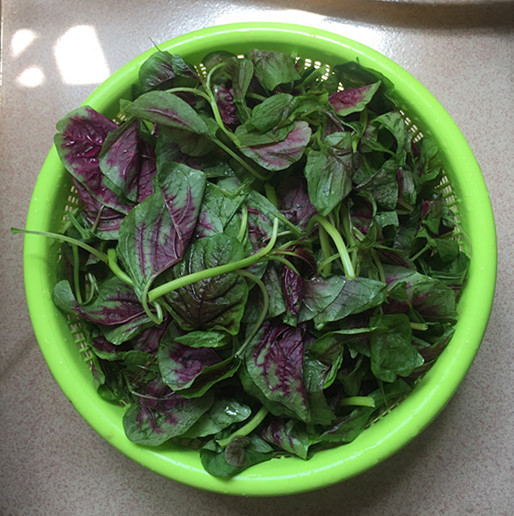 Salted Egg Boiled Red Amaranth Soup recipe