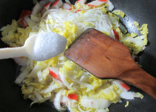 Fried Rice Noodles with Crab Sticks and Baby Vegetables recipe