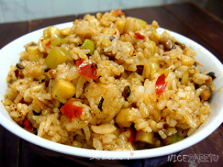 Fried Rice with Three Dings in Red Oil recipe