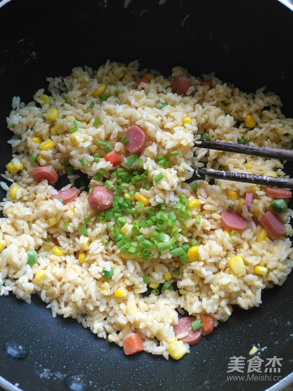 Mixed Vegetable Sausage Egg Fried Rice recipe
