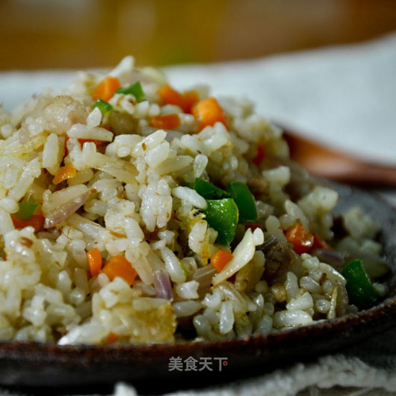 Fried Rice with Shrimp Skin, Three Vegetables and Ginger Wine