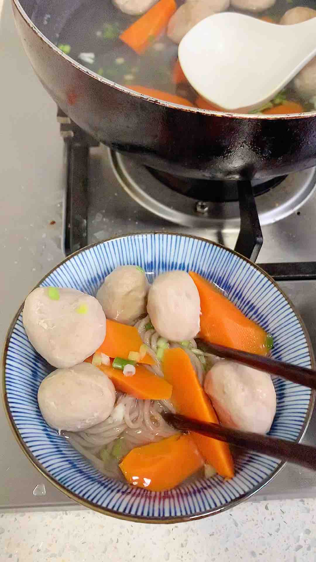 Beef Ball Carrot Noodle Soup recipe
