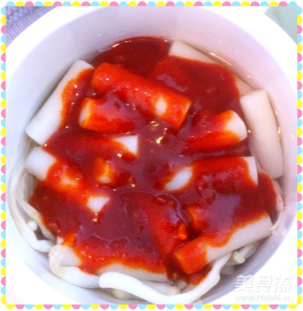 Enoki Mushroom Korean Spicy Rice Cake recipe