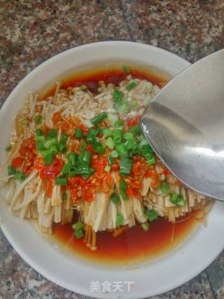 Summer Lazy Food: Chopped Pepper and Enoki Mushroom recipe