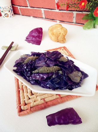 Roasted Purple Cabbage with Hericium recipe