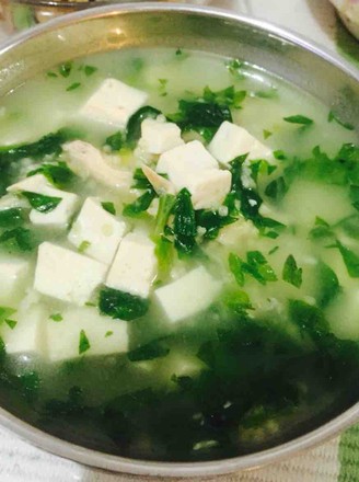 Tofu Millet Congee with Shredded Chicken and Celery Leaves recipe