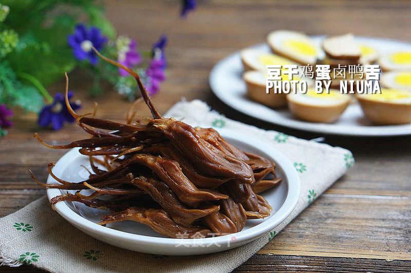 Marinated Duck Tongue with Dried Tofu and Egg recipe