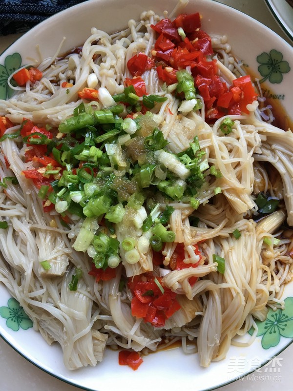 Enoki Mushroom Salad with Snacks recipe