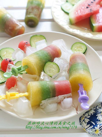 Three-color Fruit and Vegetable Popsicle recipe