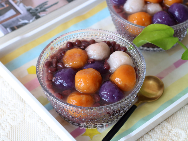 Red Bean Three Color Taro Balls recipe