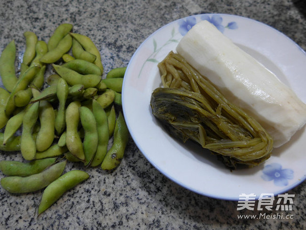 Stir-fried Chinese Yam with Pickled Vegetables and Edamame recipe