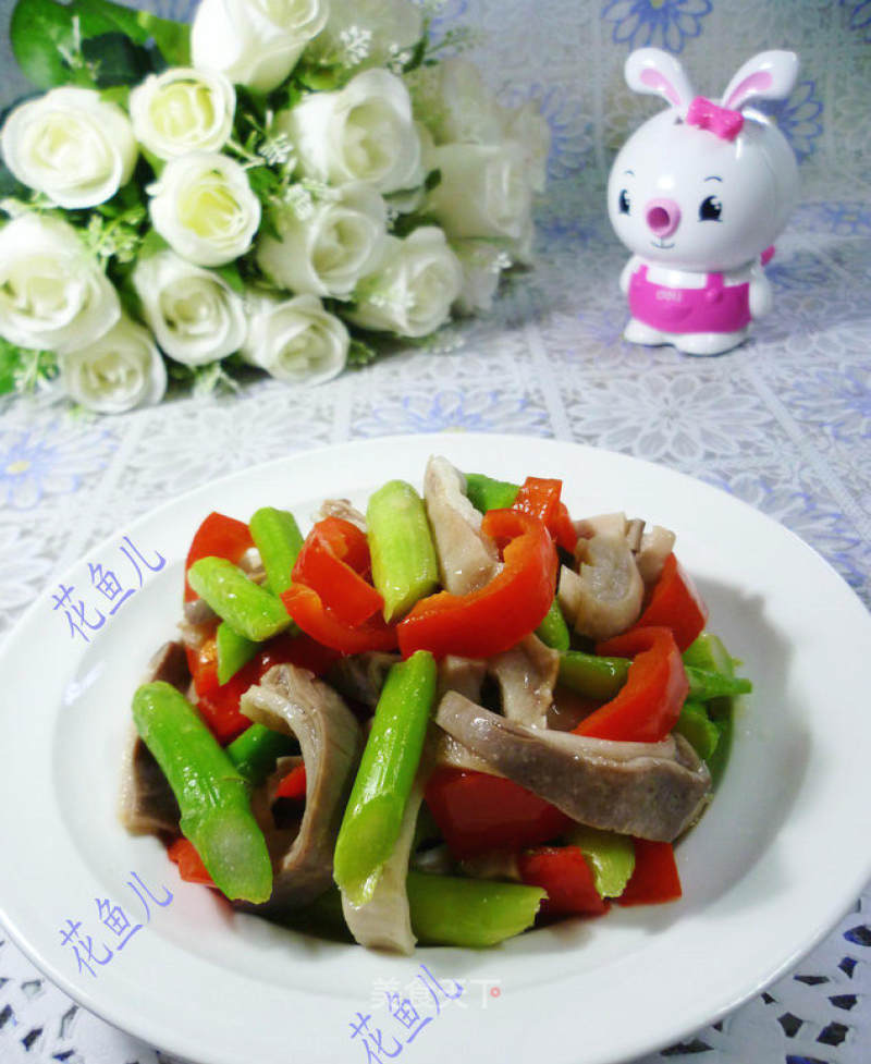 Stir-fried Pork Belly with Red Pepper and Asparagus recipe