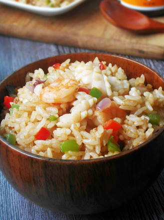 Seafood Fried Rice with Shacha Sauce recipe