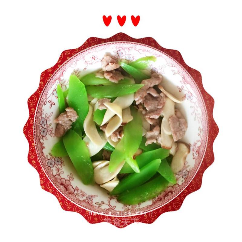 Stir-fried Pork with Pleurotus Eryngii and Lettuce recipe