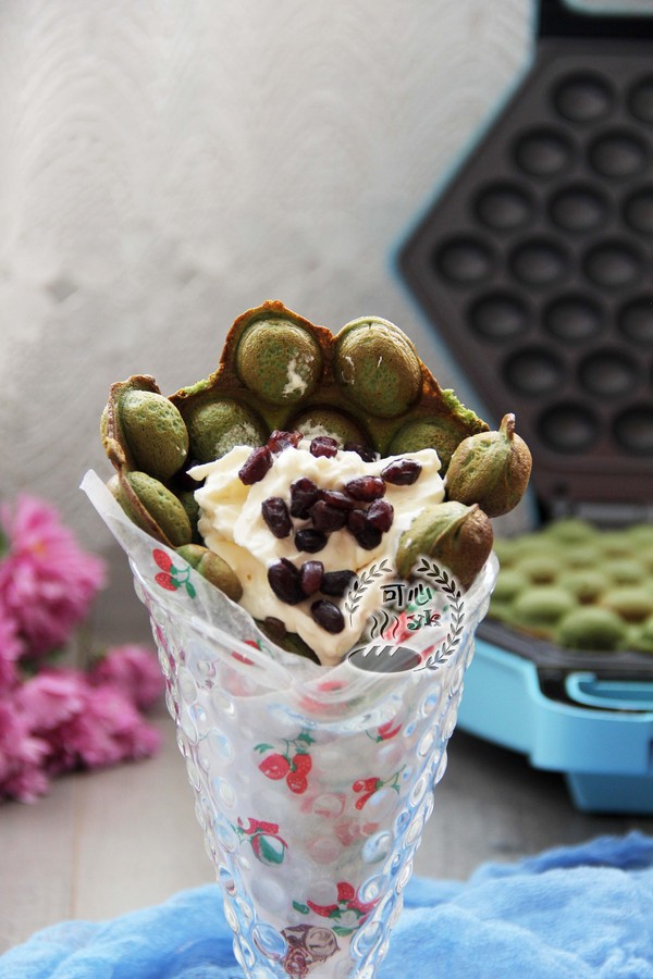 Matcha Red Bean Egg Waffle recipe