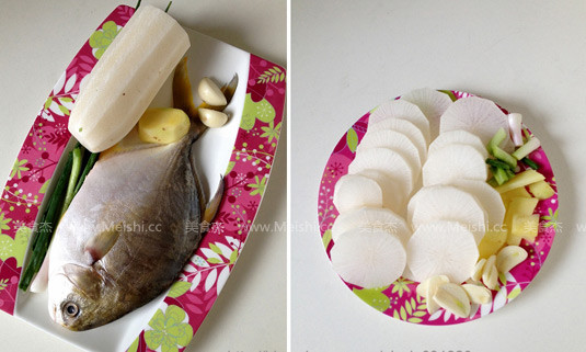 Braised Pomfret with White Radish recipe