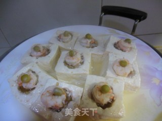 White Jade Inlaid Beads-tofu Stuffed with Shrimps recipe