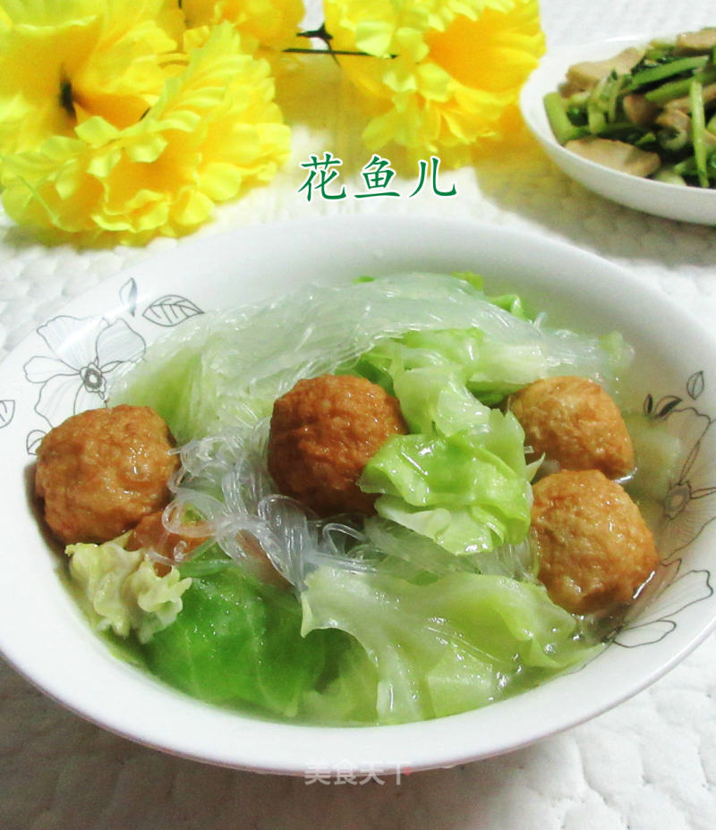 Boiled Vermicelli with Golden Fish Eggs and Cabbage recipe