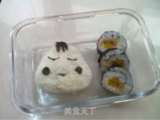 Cute Sushi Rice Ball with Purple Sweet Potato and White Fungus Soup recipe