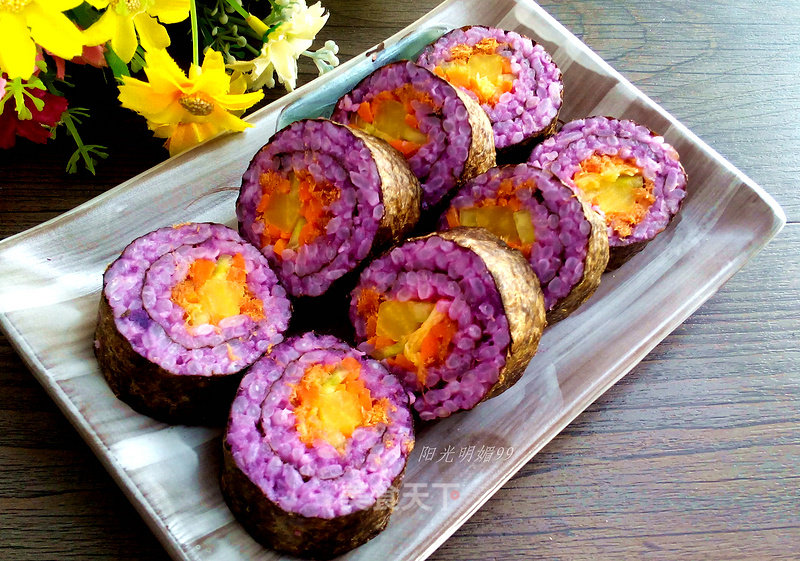 Purple Sweet Potato Floss Sushi Roll recipe