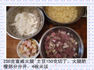 Quick and Delicious-potato Ham Stewed Rice recipe