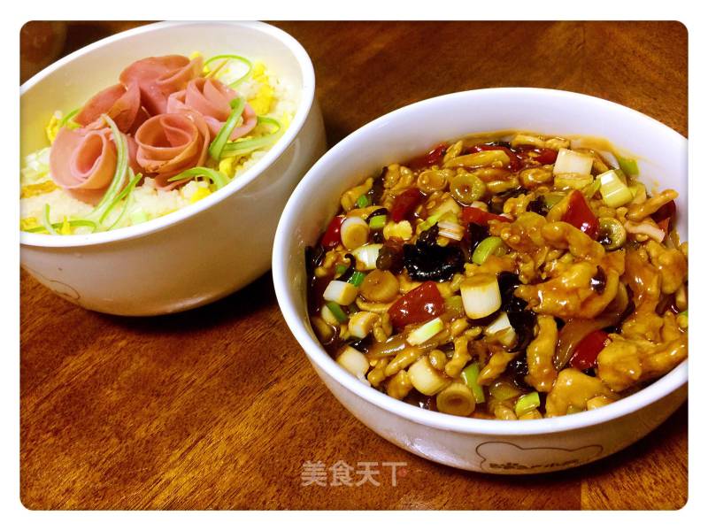 Office Worker's Box Lunch Series-fish-flavored Pork + Ham and Rose Egg Fried Rice