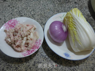 Fried Baby Cabbage with Pork and Onion recipe