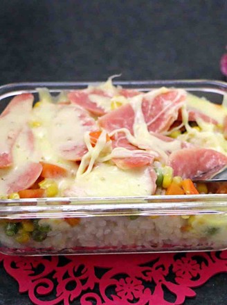 Baked Rice with Ham and Cheese recipe