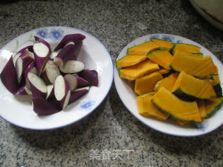 Fried Japanese Pumpkin with Eggplant recipe