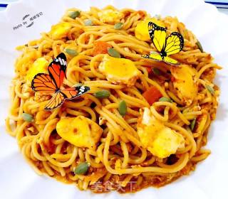 Spaghetti with Golden Egg Tomato Meat Sauce recipe