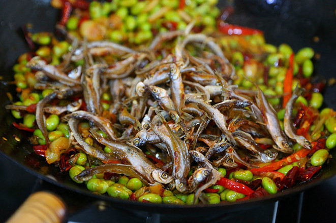 Spicy Edamame Fried Dried Fish recipe
