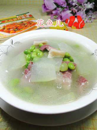 Edamame Bacon and Winter Melon Soup