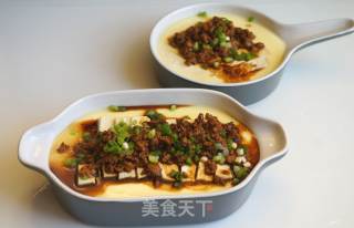 Steamed Egg Tofu with Minced Meat recipe
