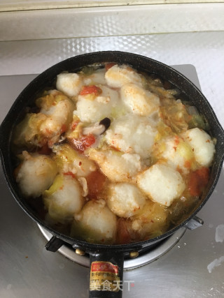 Fish Ball Soup with Tomatoes, Mushrooms and Cabbage recipe