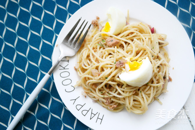 Spaghetti with Tuna Hot Spring Egg recipe