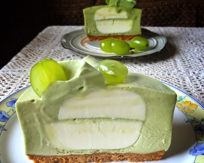 No-bake Matcha Milk Jelly Mousse Cake-summer Fresh recipe