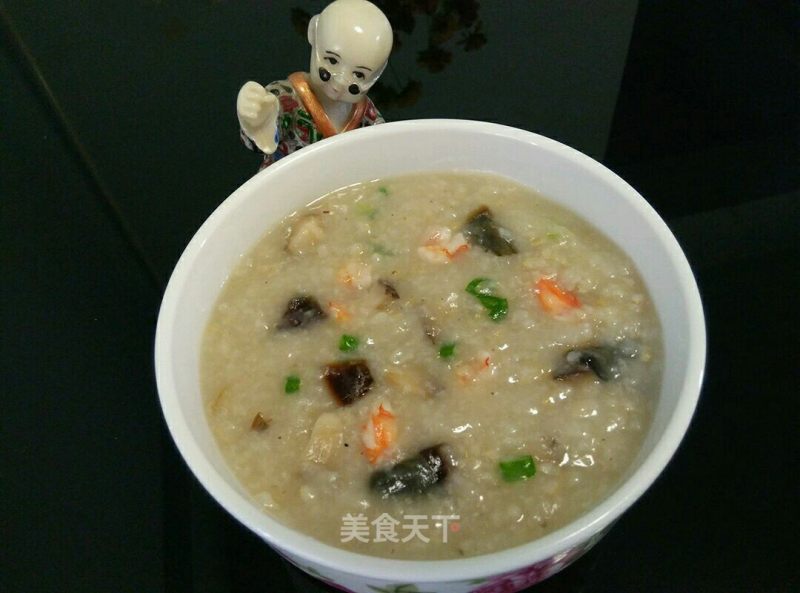 Brown Rice, Preserved Egg and Shrimp Porridge recipe