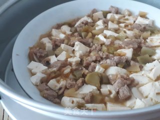 Steamed Tofu with Mustard and Minced Pork recipe