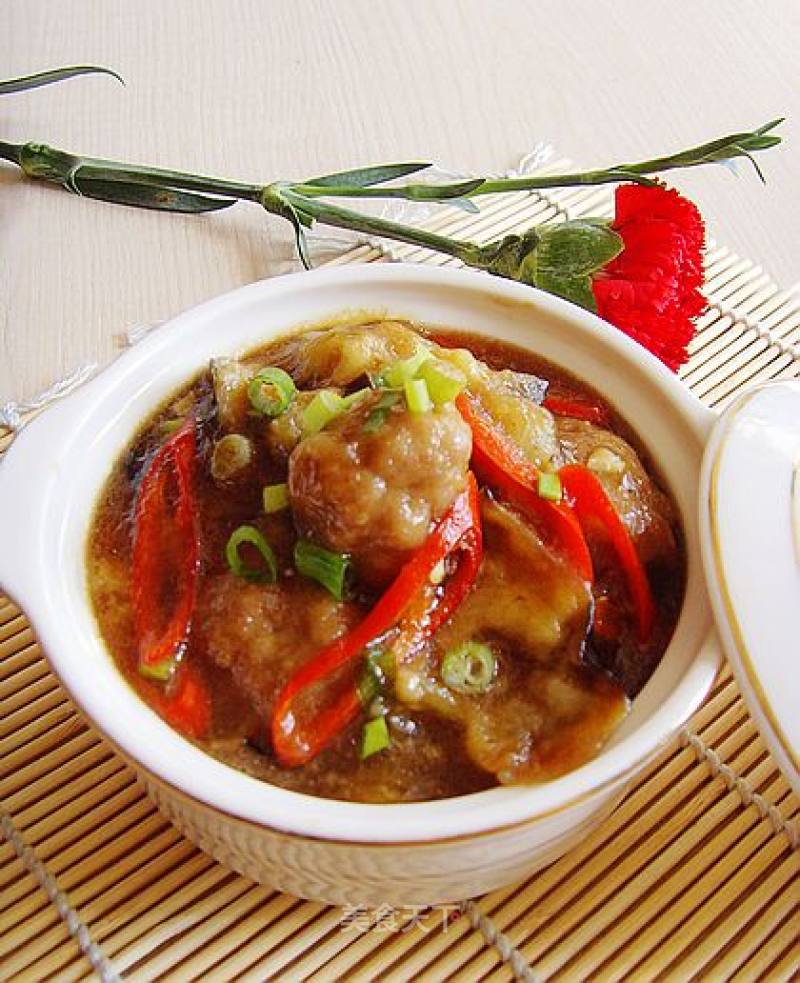 Meatballs and Eggplant Claypot recipe