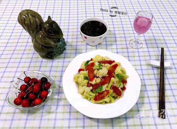 Stir-fried Organic Cauliflower with Sausage recipe