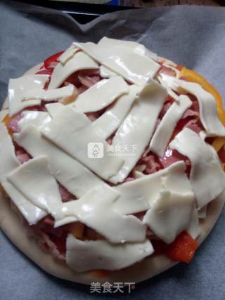 Pizza with Bacon, Ham and Cheese recipe