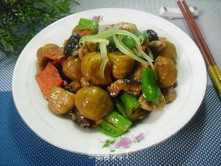 Braised Double Mushrooms with Chestnut recipe