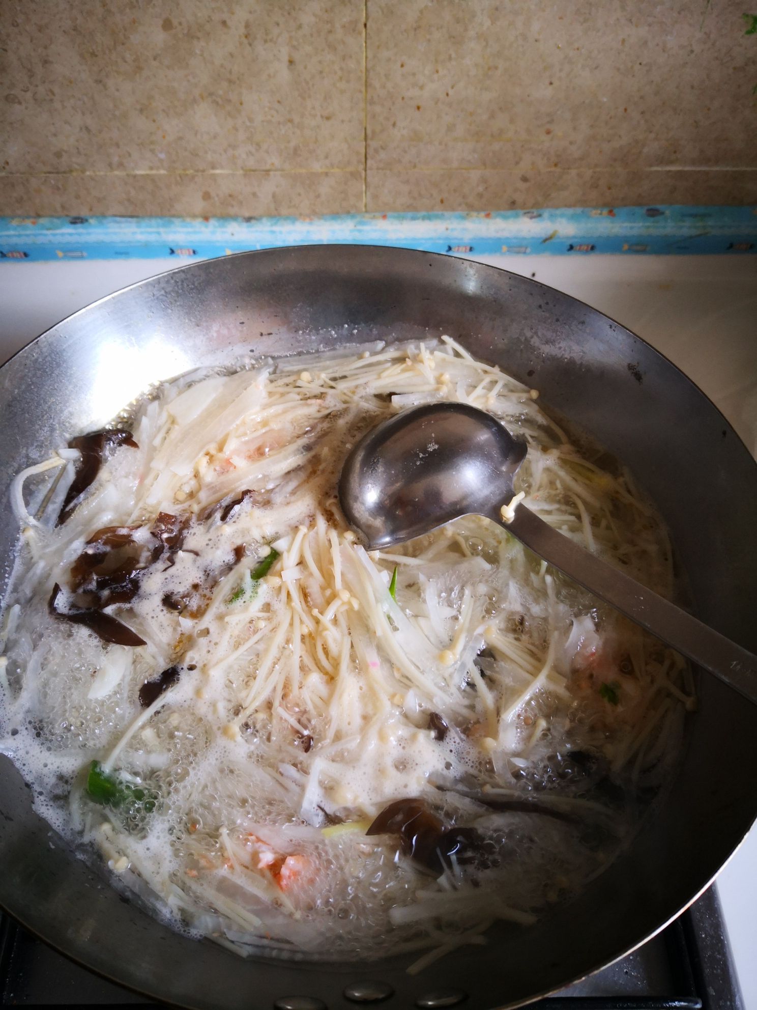 Enoki Mushroom and Shrimp Soup recipe