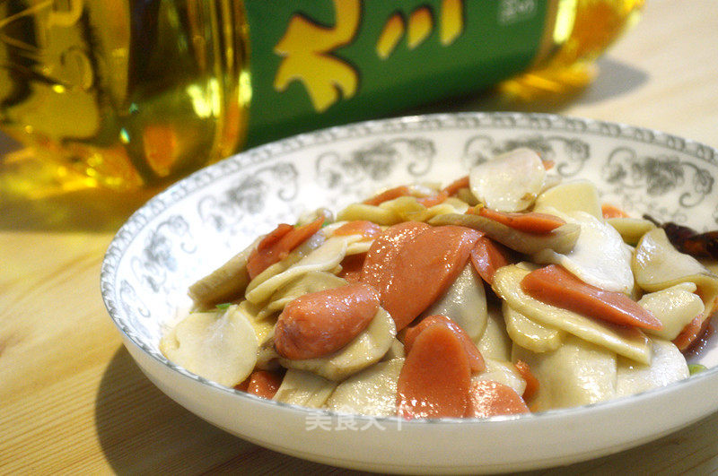 Fried King Pleurotus with Ham