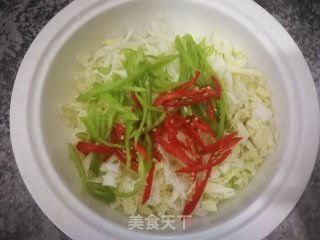 Green and Red Pepper Mixed with Cabbage Shreds recipe